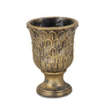 Antiqued Brass Textural Tone On Tone Cement Indoor Outdoor Round Urn Planter