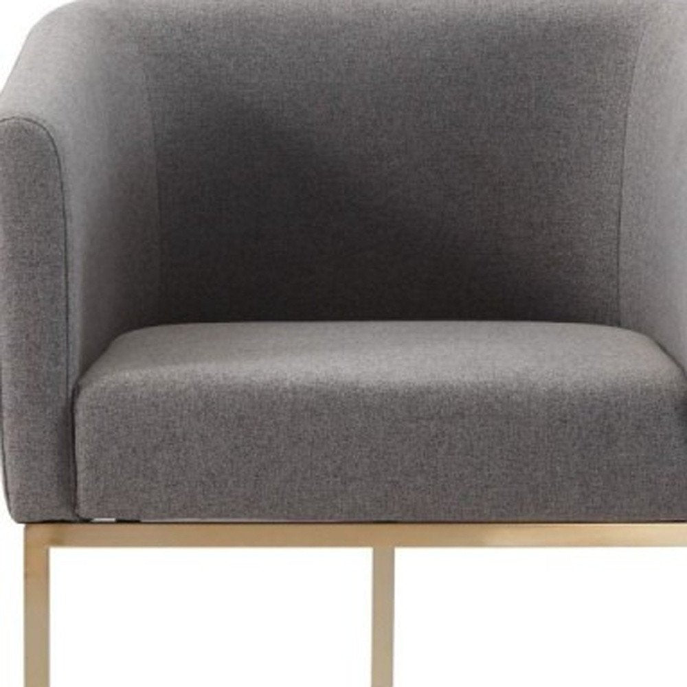 Dark Gray and Antiqued Brass Upholstered Fabric Dining Arm Chair