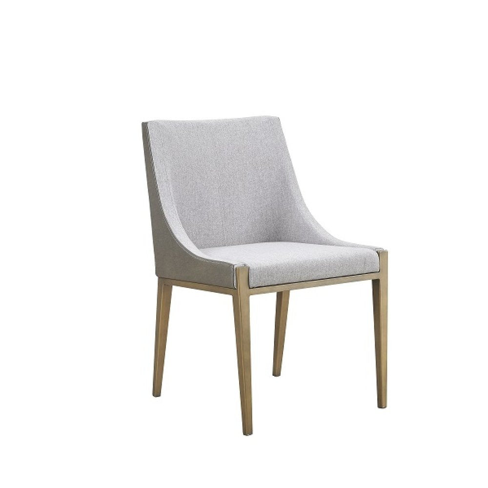Gray and Brass Upholstered Fabric Dining Side Chair