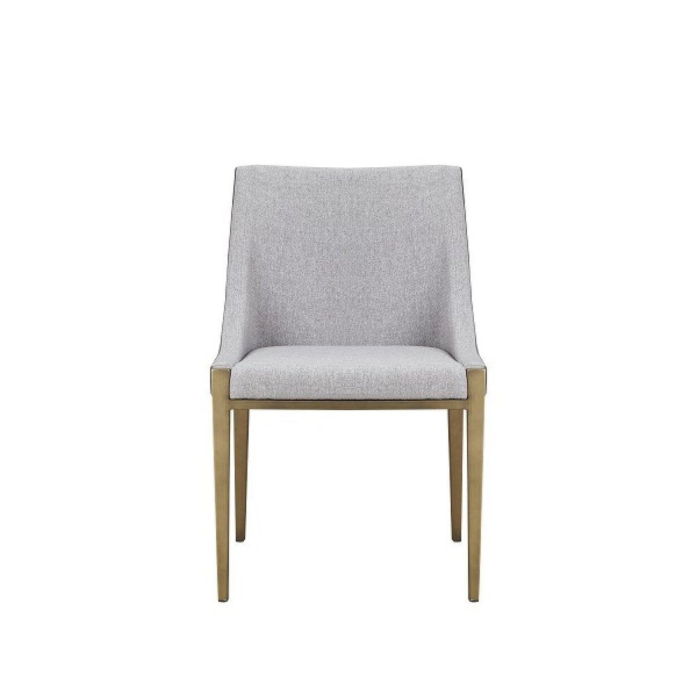 Gray and Brass Upholstered Fabric Dining Side Chair