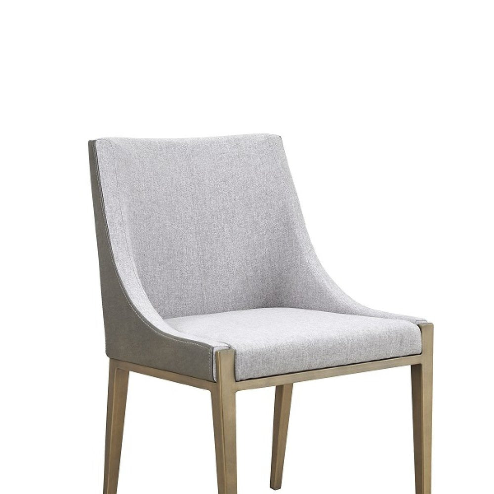 Gray and Brass Upholstered Fabric Dining Side Chair