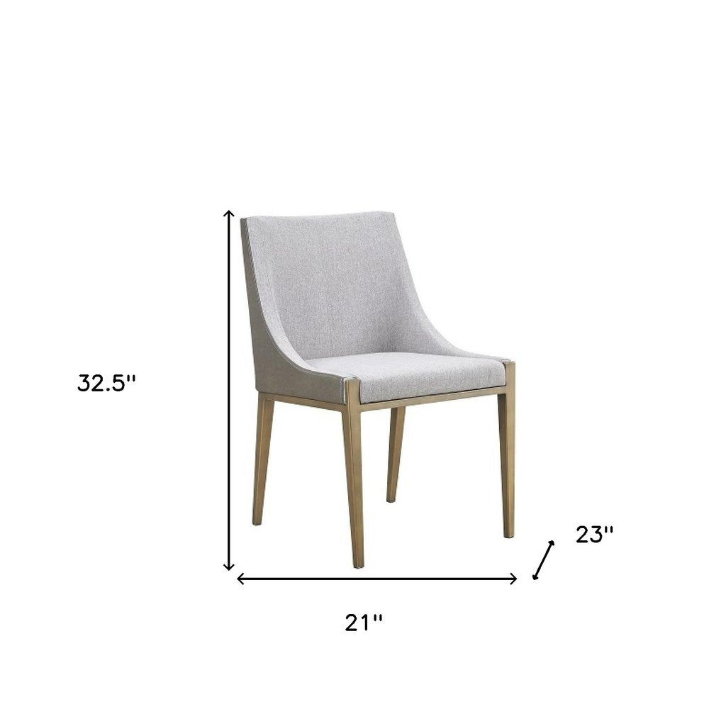 Gray and Brass Upholstered Fabric Dining Side Chair