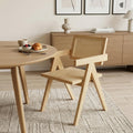 Natural Wood Open Back Dining Arm Chair