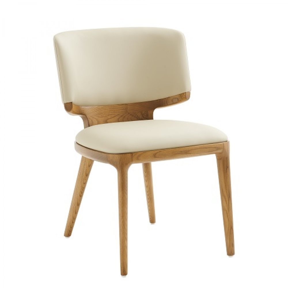 Set of Two Beige and Brown Upholstered Faux Leather King Louis Back Dining Side Chairs