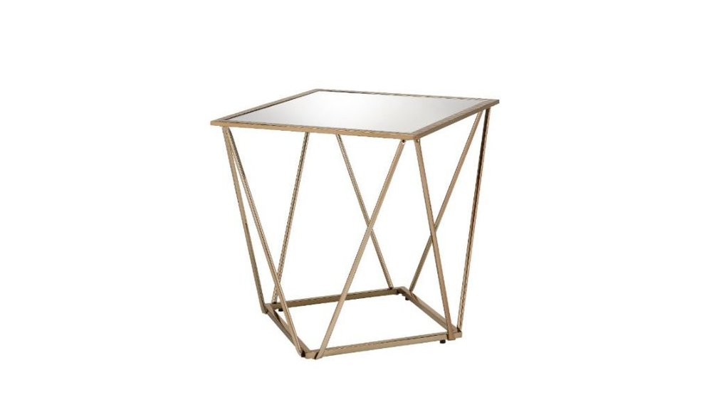 Champagne and Silver Glass and Metal Square Mirrored End Table