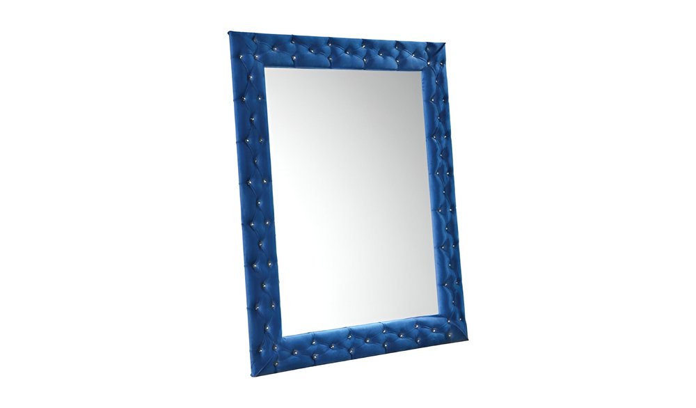 Blue Square Wood Framed Mounted Accent Mirror - 74-inch
