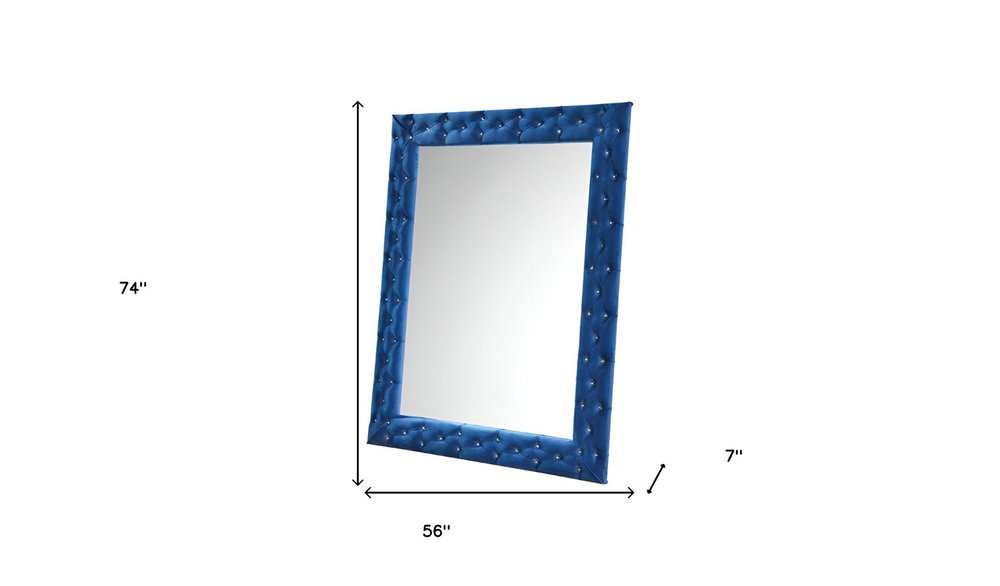 Blue Square Wood Framed Mounted Accent Mirror - 74-inch