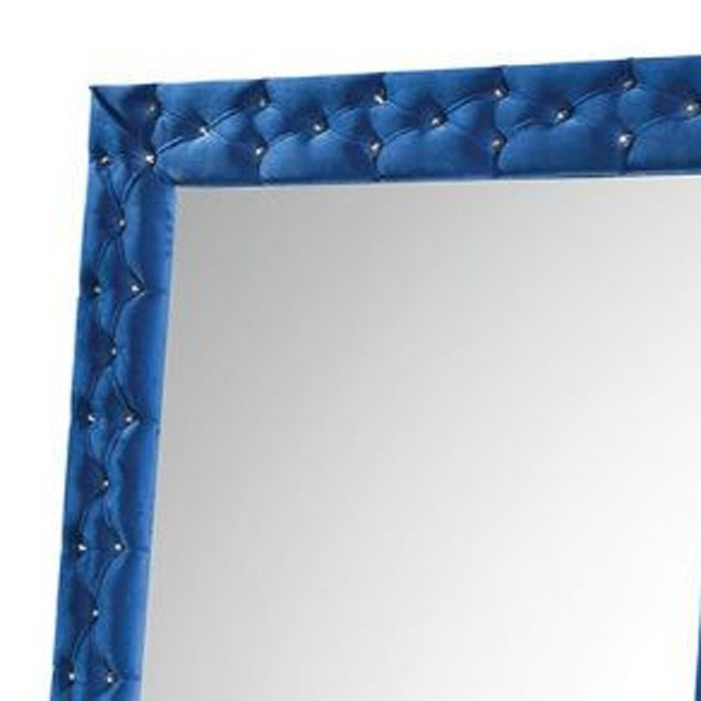 Blue Square Wood Framed Mounted Accent Mirror - 74-inch