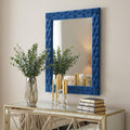 Blue Square Wood Framed Mounted Accent Mirror - 74-inch