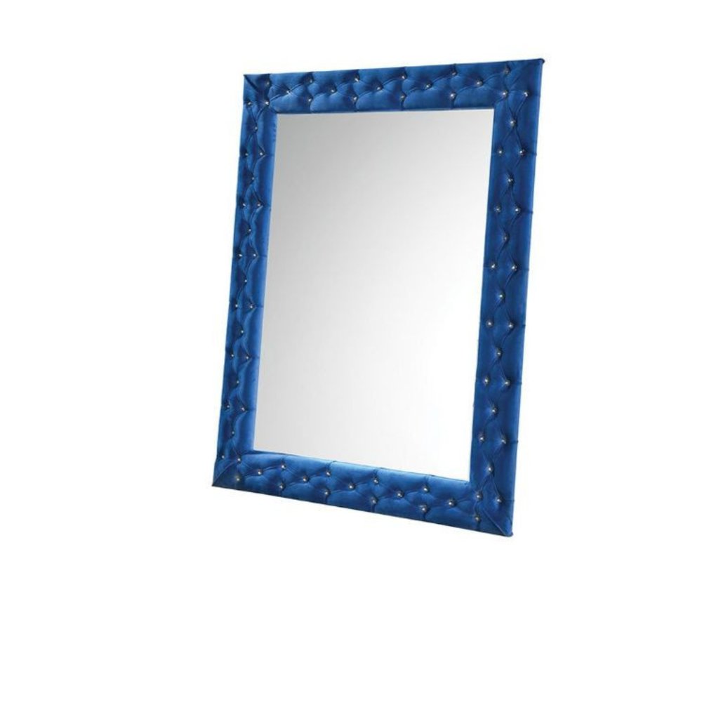 Blue Square Wood Framed Mounted Accent Mirror - 74-inch