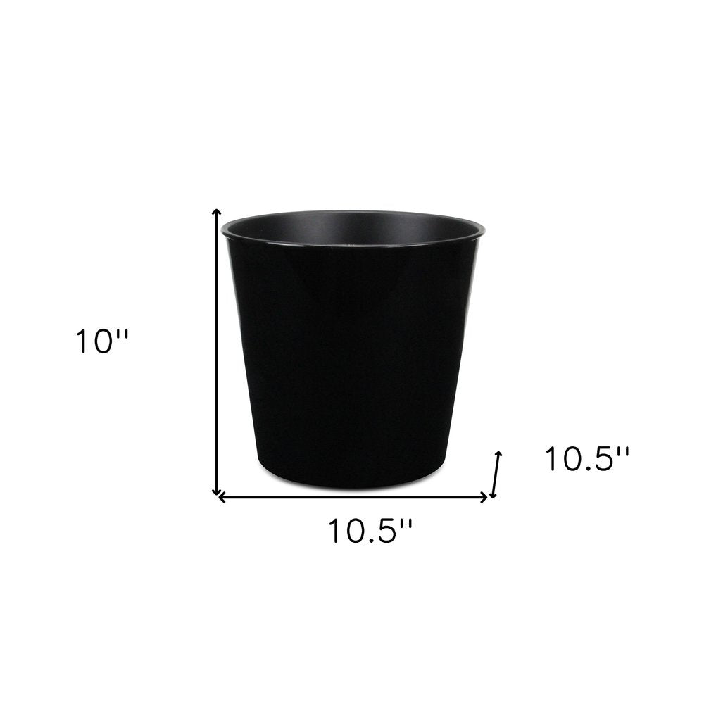 Black Recycled Plastic Indoor Outdoor Round Pot Planter - 11-inch