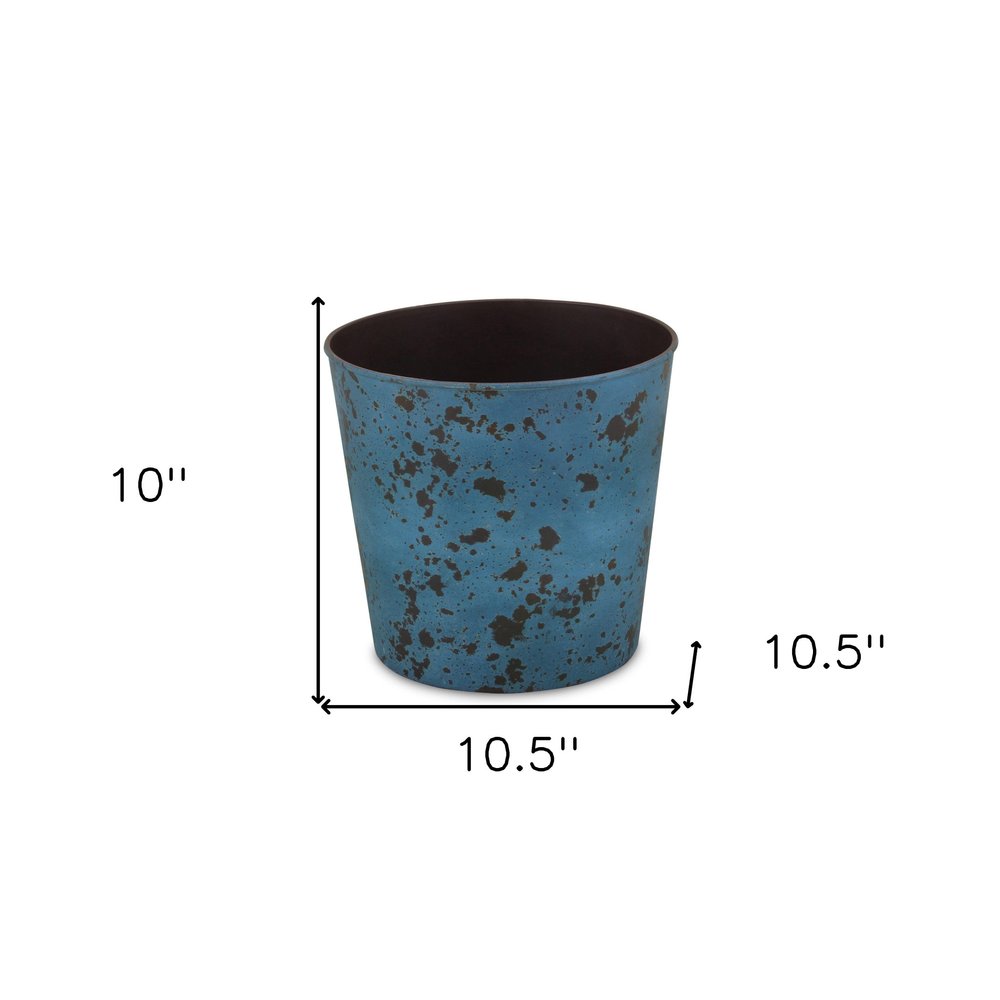 Blue Recycled Plastic Indoor Outdoor Round Pot Planter - 11-inch