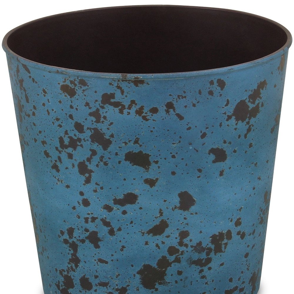 Blue Recycled Plastic Indoor Outdoor Round Pot Planter - 11-inch