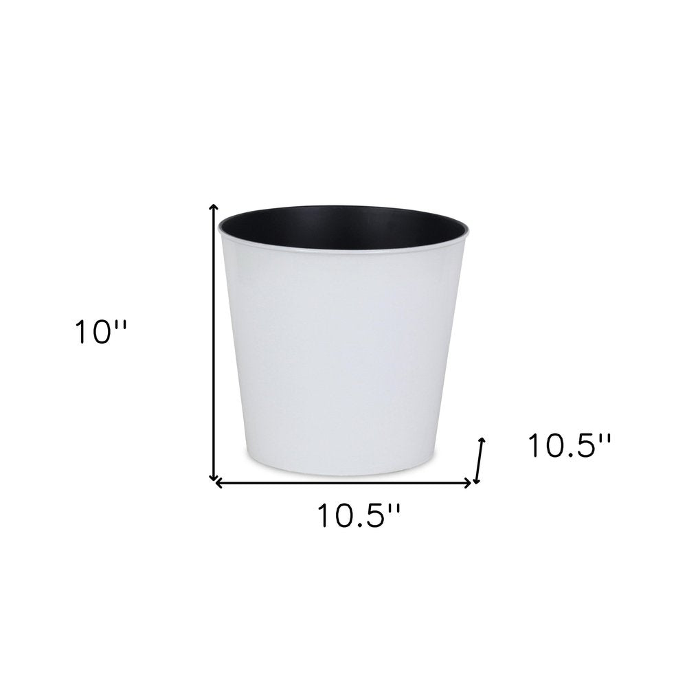 White Recycled Plastic Indoor Outdoor Round Pot Planter - 11-inch