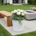 White Recycled Plastic Indoor Outdoor Round Pot Planter - 11-inch