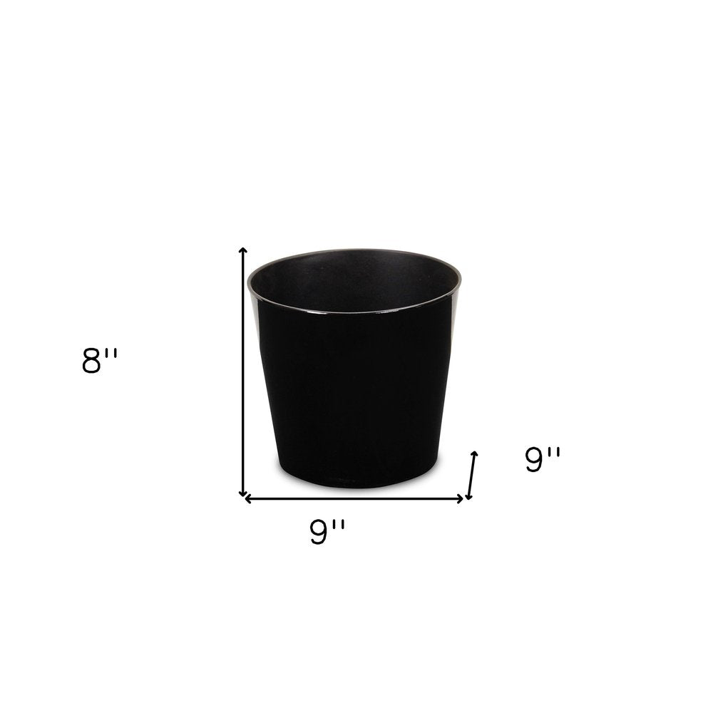 Black Recycled Plastic Indoor Outdoor Round Pot Planter - 9-inch
