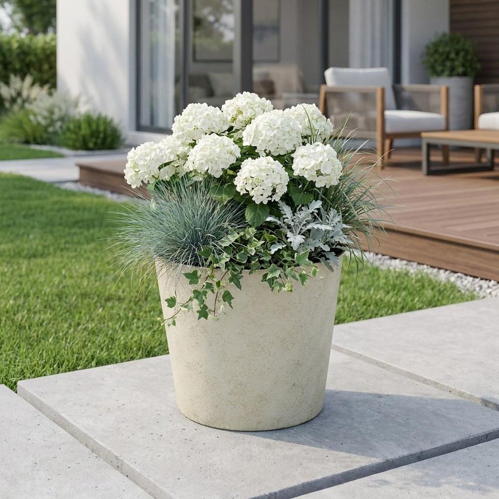 Gray Recycled Plastic Indoor Outdoor Round Pot Planter - 9-inch