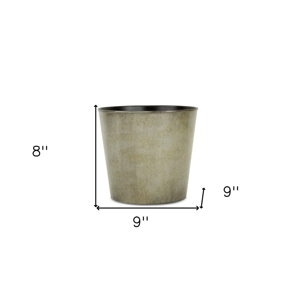 Gray Recycled Plastic Indoor Outdoor Round Pot Planter - 9-inch