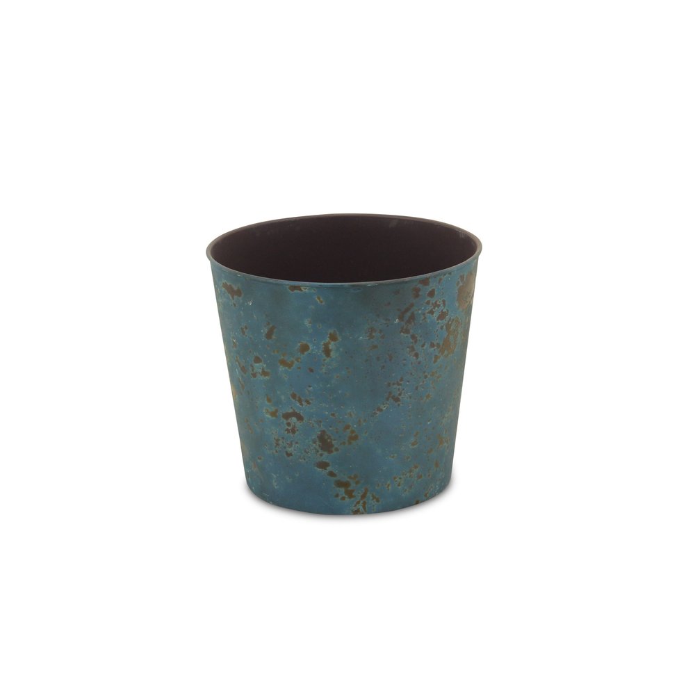 Blue Recycled Plastic Indoor Outdoor Round Pot Planter - 9-inch