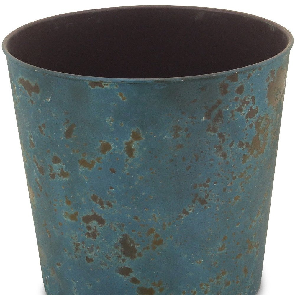 Blue Recycled Plastic Indoor Outdoor Round Pot Planter - 9-inch