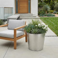 Silver Recycled Plastic Indoor Outdoor Round Pot Planter - 9-inch