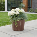 Brown and Ivory Textural Tone On Tone Recycled Plastic Indoor Outdoor Round Pot Planter