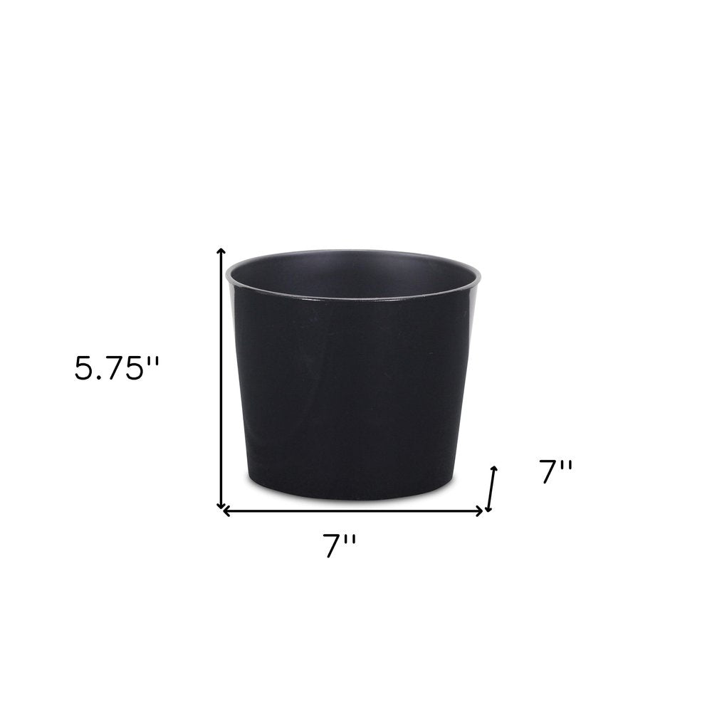 Black Recycled Plastic Indoor Outdoor Round Pot Planter - 7-inch