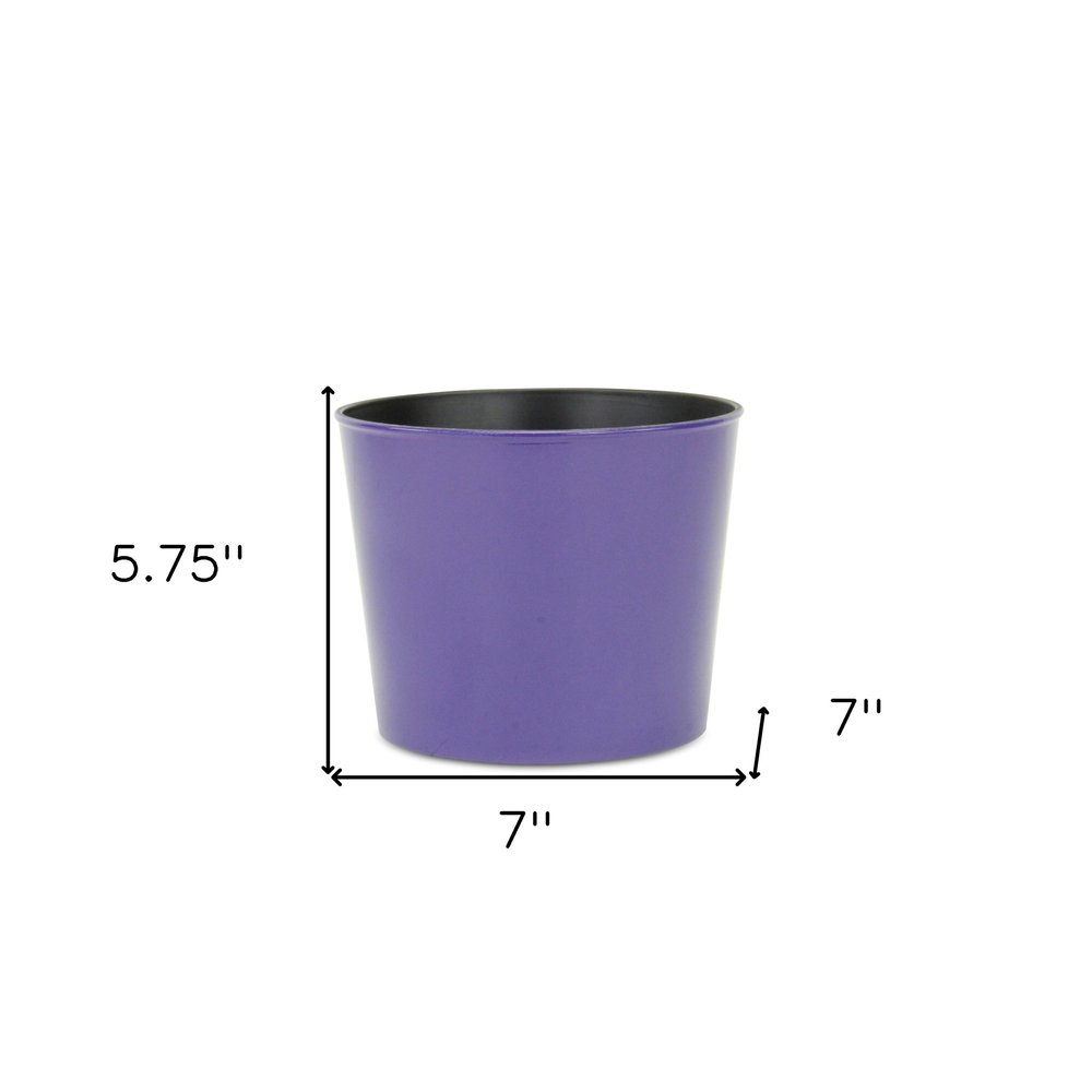 Navy Blue Recycled Plastic Indoor Outdoor Round Pot Planter - 7-inch