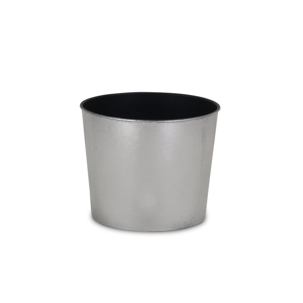 Silver Recycled Plastic Indoor Outdoor Round Pot Planter - 7-inch