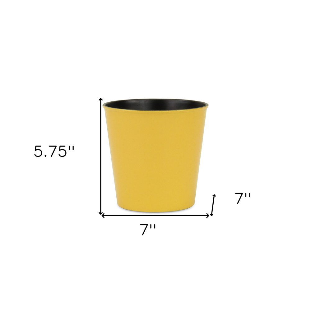 Yellow Recycled Plastic Indoor Outdoor Round Pot Planter - 7-inch