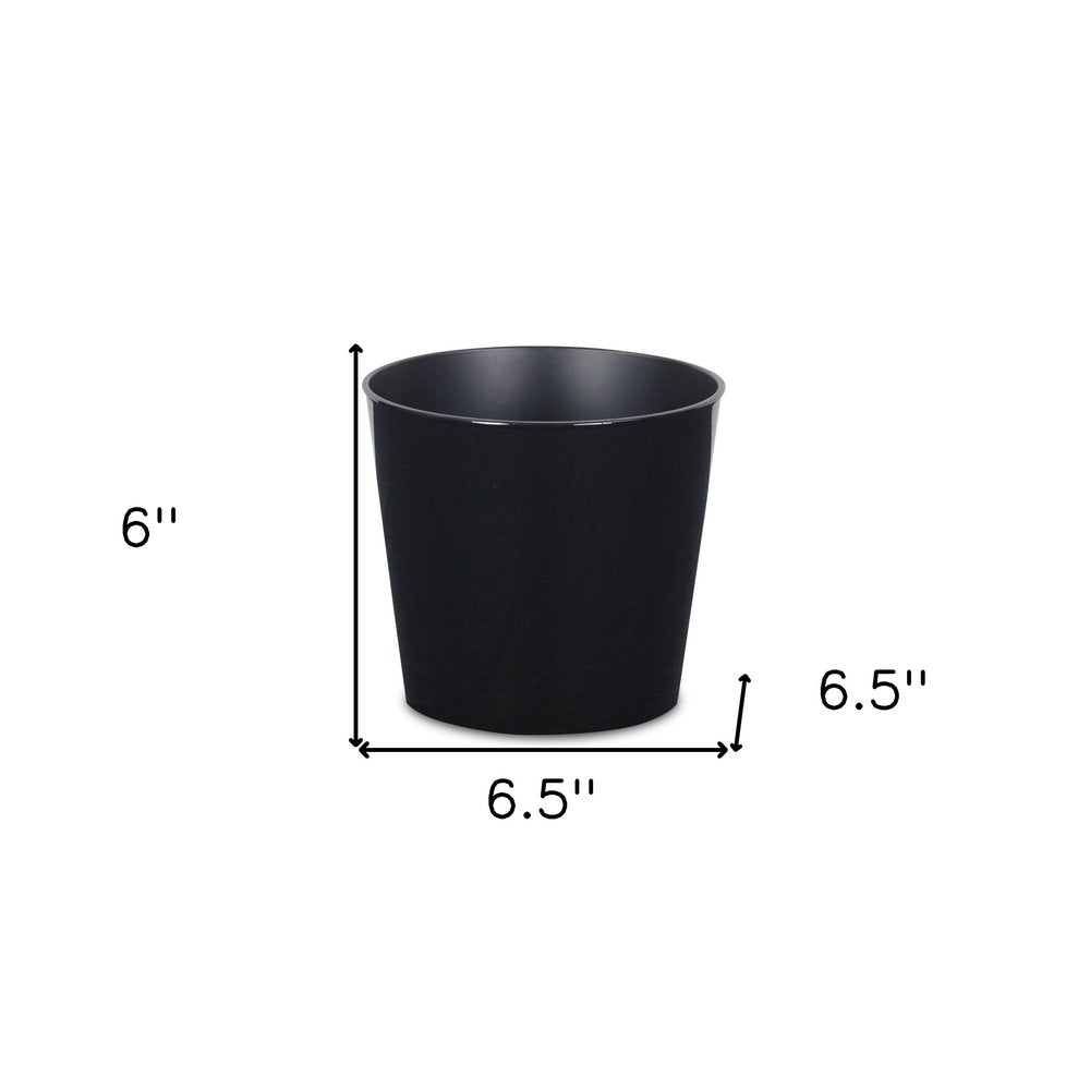 Black Recycled Plastic Indoor Outdoor Round Pot Planter - 7-inch