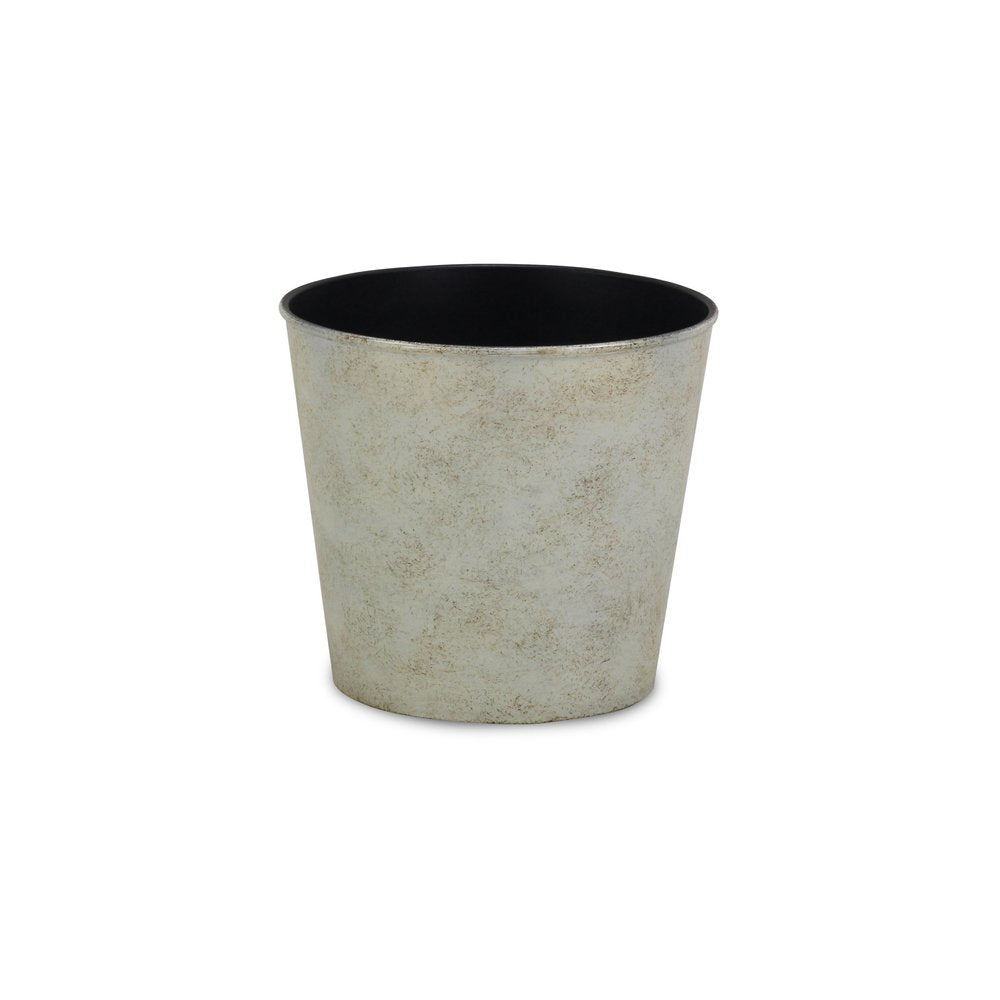 Silver Recycled Plastic Indoor Outdoor Round Pot Planter - 7-inch