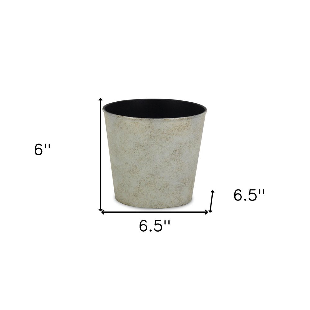 Silver Recycled Plastic Indoor Outdoor Round Pot Planter - 7-inch