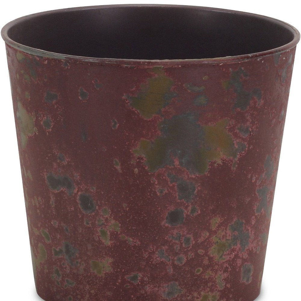 Red Recycled Plastic Indoor Outdoor Round Pot Planter - 7-inch