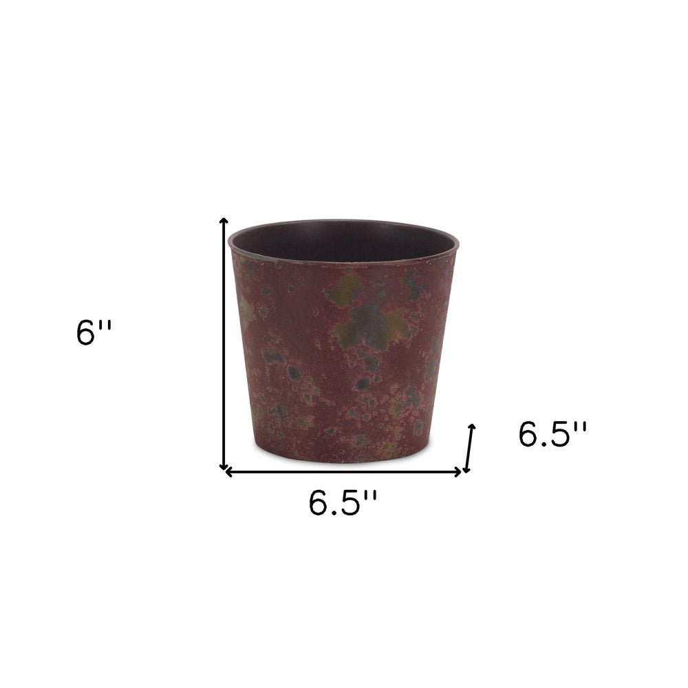 Red Recycled Plastic Indoor Outdoor Round Pot Planter - 7-inch