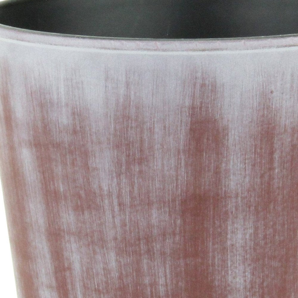 Brown and Ivory Textural Tone On Tone Recycled Plastic Indoor Outdoor Round Pot Planter