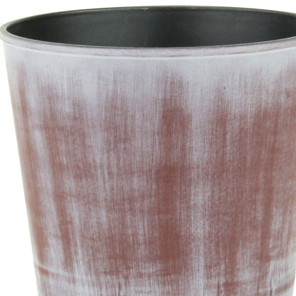 Brown and Ivory Textural Tone On Tone Recycled Plastic Indoor Outdoor Round Pot Planter