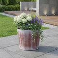 Brown and Ivory Textural Tone On Tone Recycled Plastic Indoor Outdoor Round Pot Planter