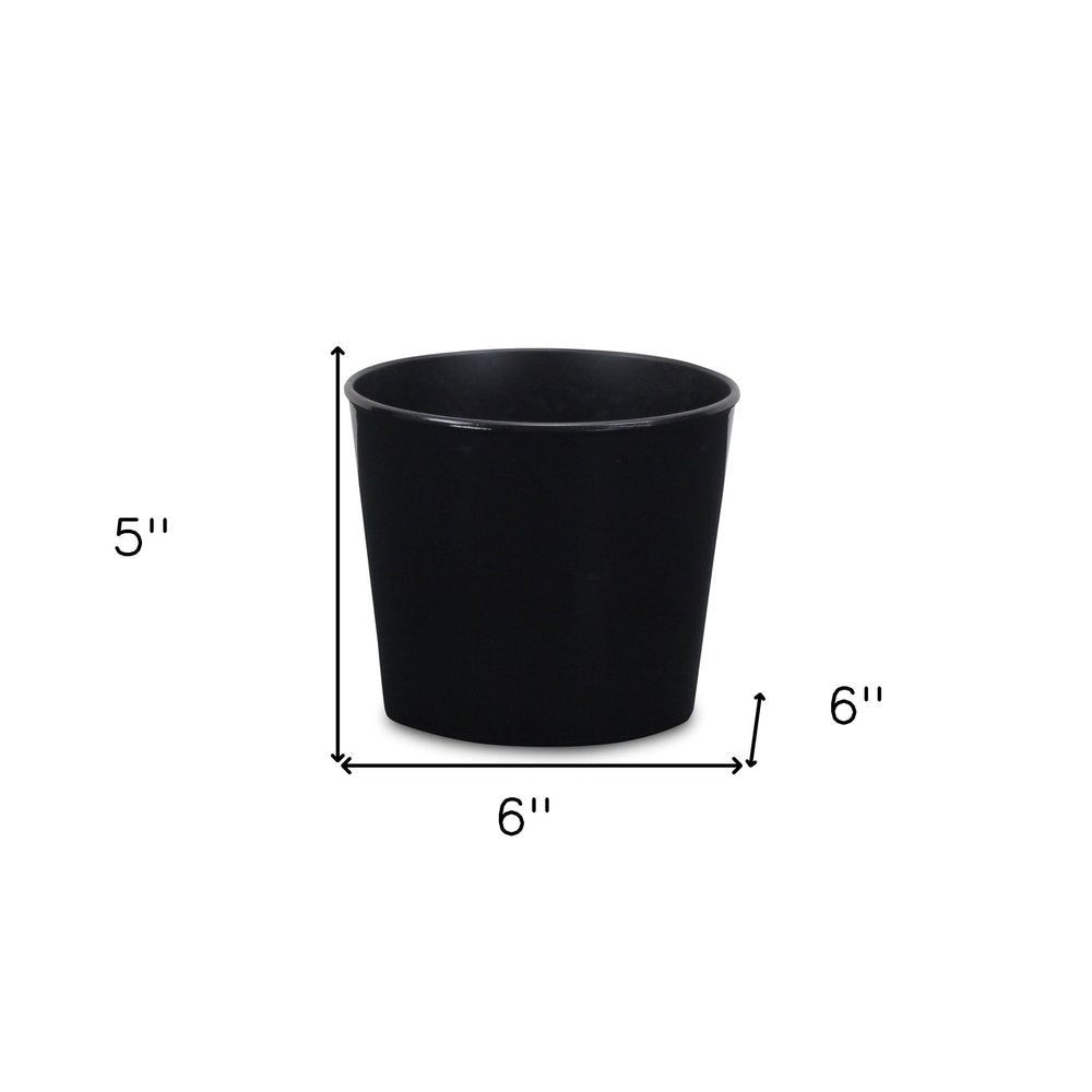Black Recycled Plastic Indoor Outdoor Round Pot Planter - 6-inch
