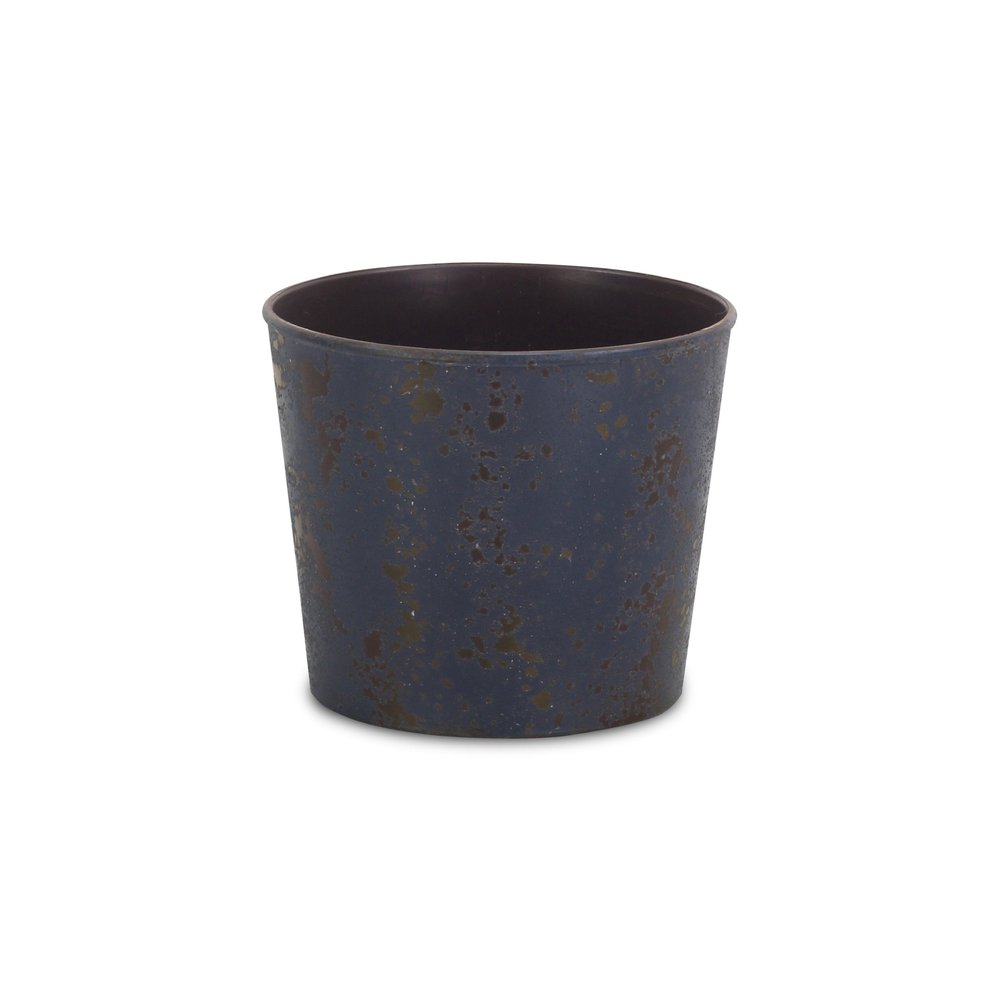 Blue Recycled Plastic Indoor Outdoor Round Pot Planter - 6-inch