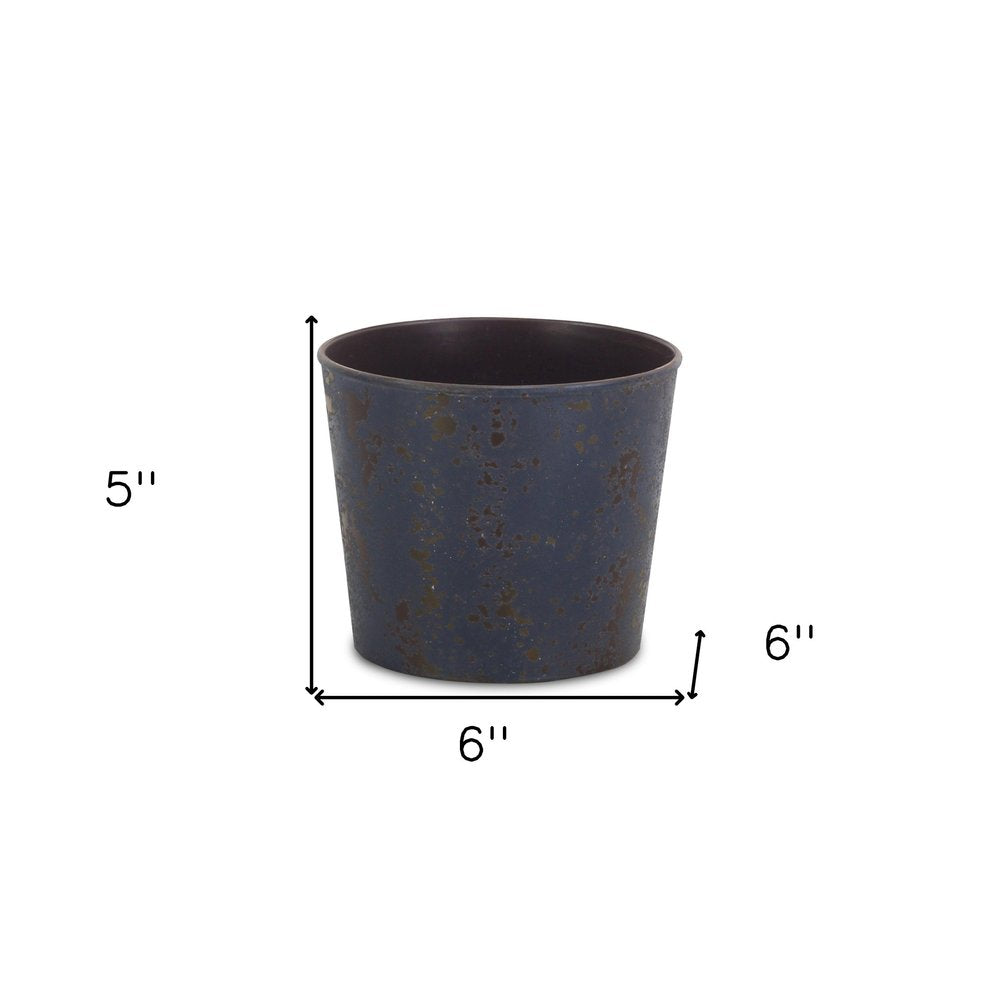 Blue Recycled Plastic Indoor Outdoor Round Pot Planter - 6-inch