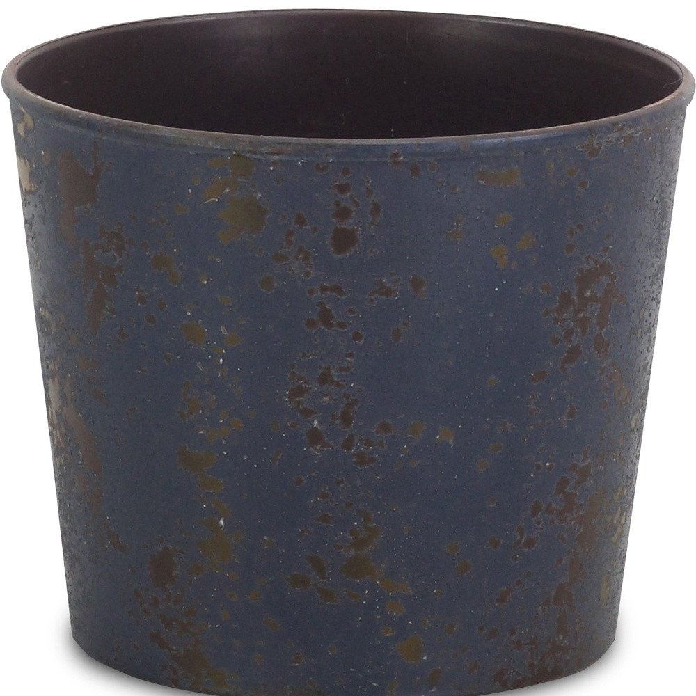 Blue Recycled Plastic Indoor Outdoor Round Pot Planter - 6-inch
