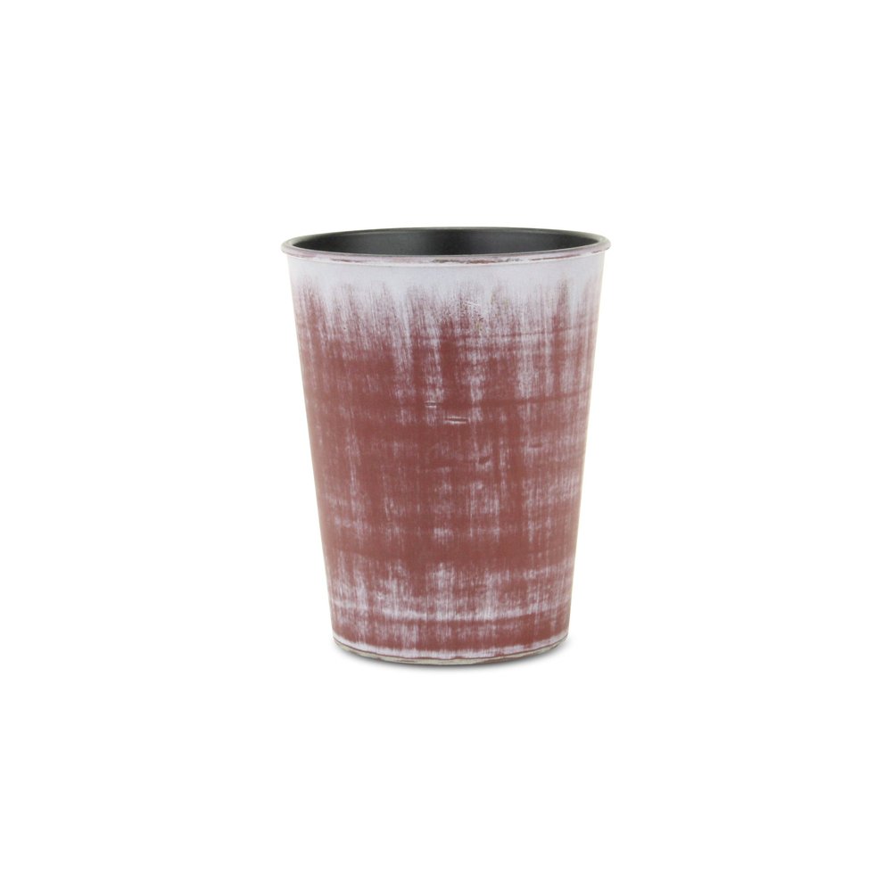 Brown and Ivory Textural Tone On Tone Recycled Plastic Indoor Outdoor Round Pot Planter