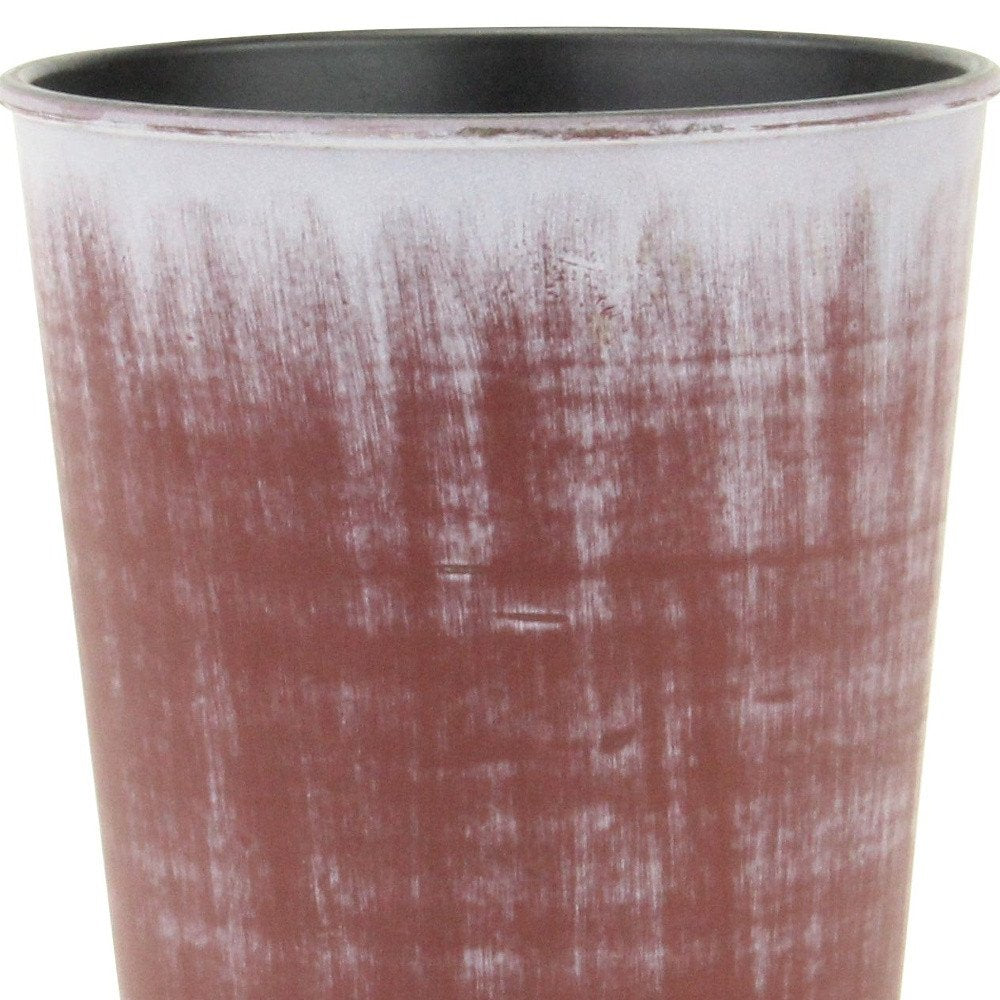 Brown and Ivory Textural Tone On Tone Recycled Plastic Indoor Outdoor Round Pot Planter