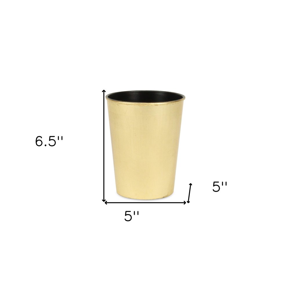 Gold Recycled Plastic Indoor Outdoor Round Pot Planter - 5-inch