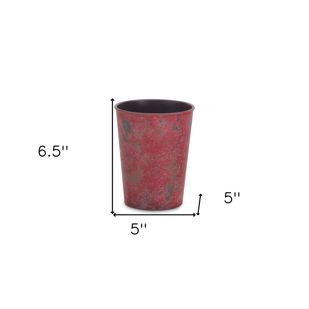 Red Recycled Plastic Indoor Outdoor Round Pot Planter - 5-inch