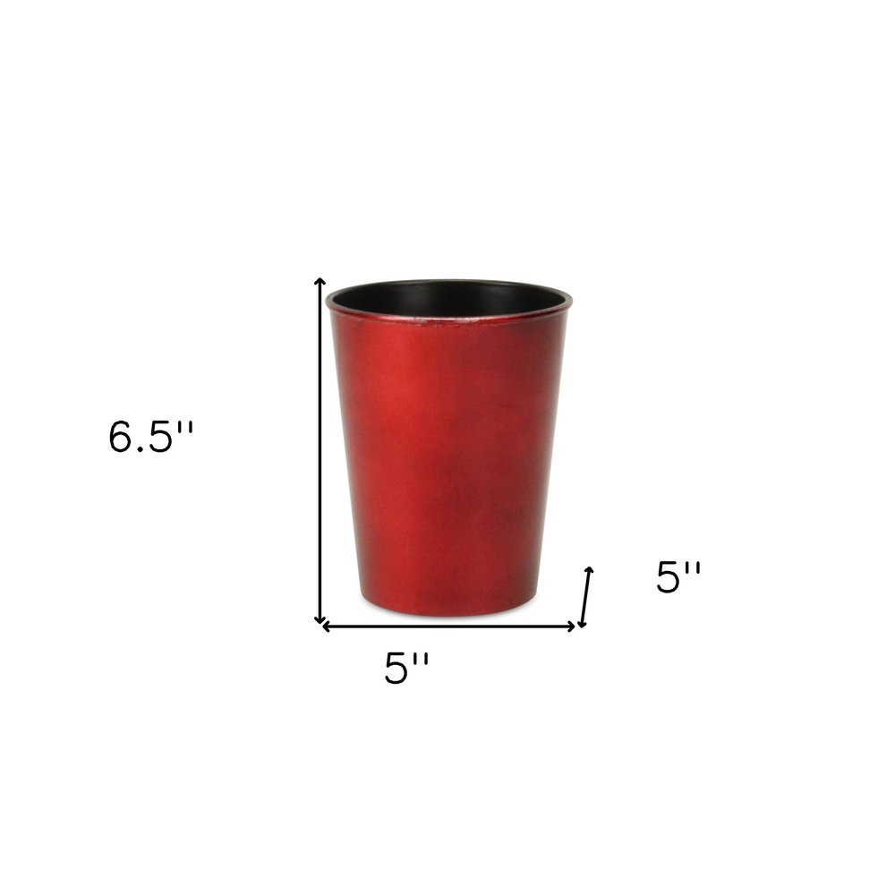 Red Recycled Plastic Indoor Outdoor Round Pot Planter - 5-inch