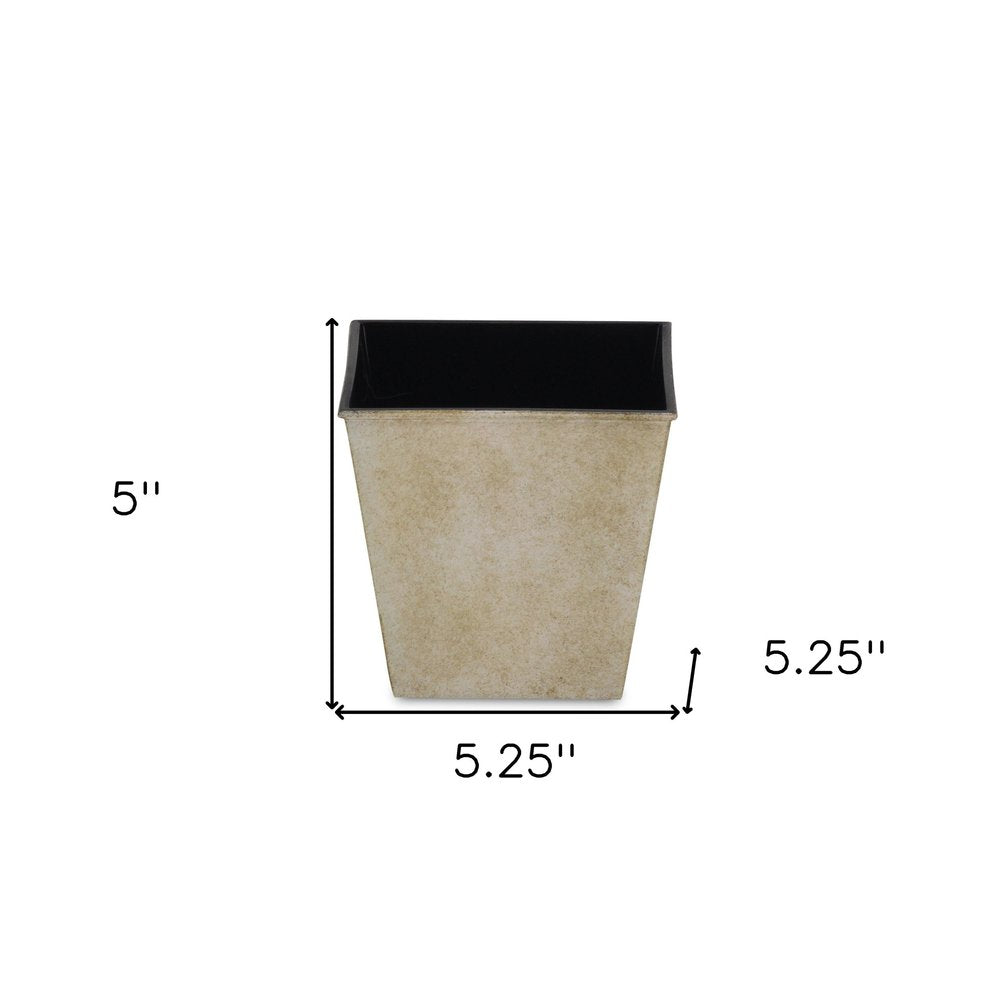 Cream Recycled Plastic Indoor Outdoor Square Pot Planter - 5-inch