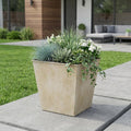 Cream Recycled Plastic Indoor Outdoor Square Pot Planter - 5-inch