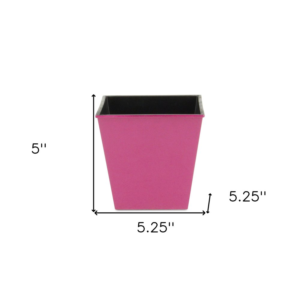 Hot Pink Recycled Plastic Indoor Outdoor Square Pot Planter - 5-inch